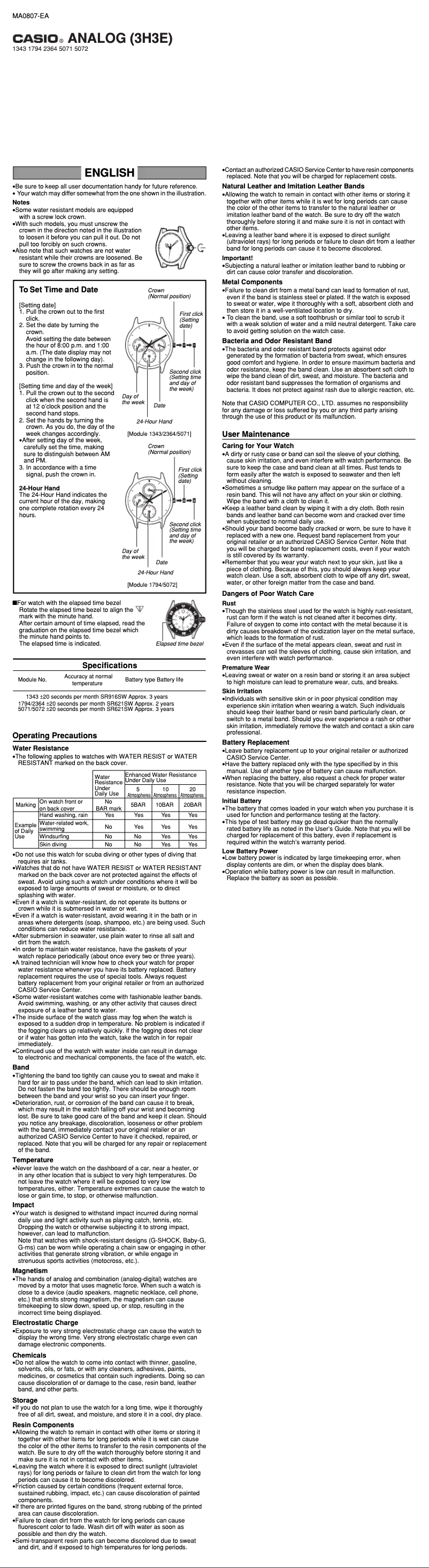 Page 1 de la notice Manuel utilisateur Casio Collection LRW-250H-1A1VEF