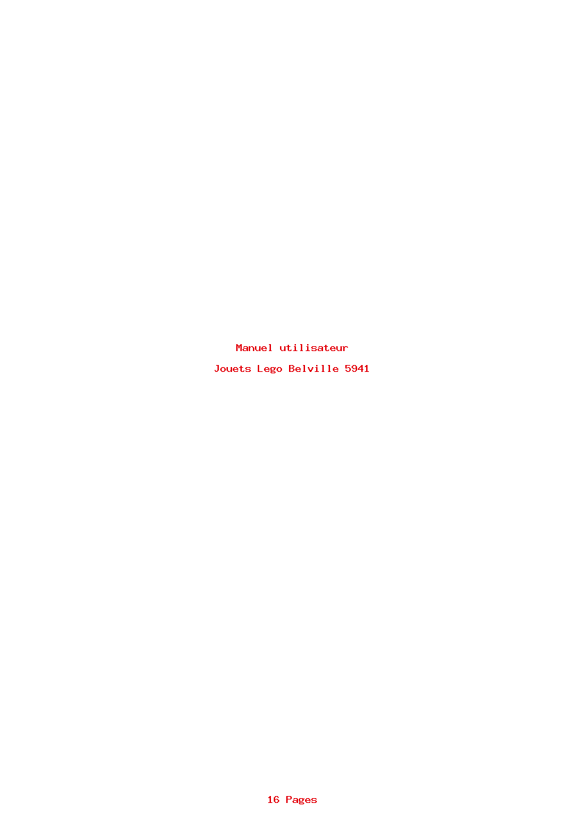 Page 1 de la notice Manuel utilisateur Lego Belville 5941