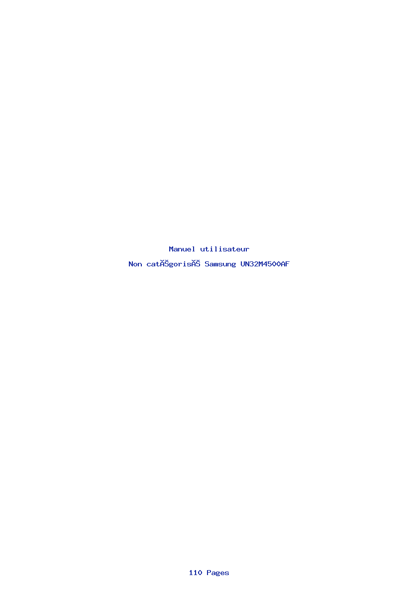 Page 1 de la notice Manuel utilisateur Samsung UN32M4500AF