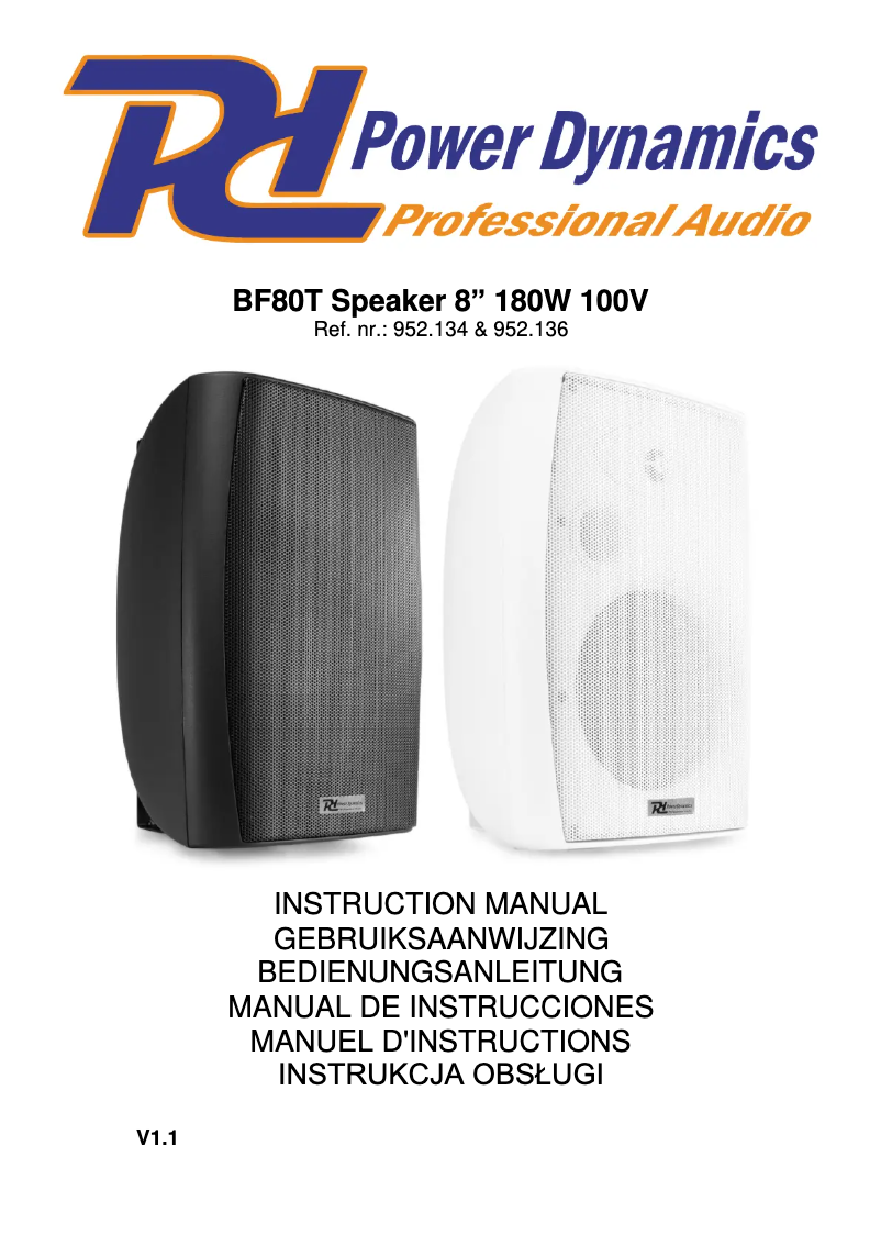 Page 1 de la notice Manuel utilisateur Power Dynamics BF80TB