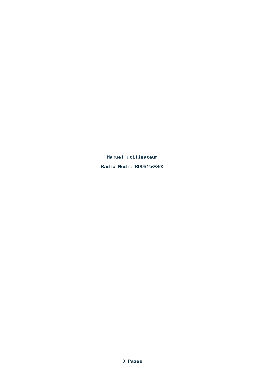 Page 1 de la notice Manuel utilisateur Nedis RDDB1500BK