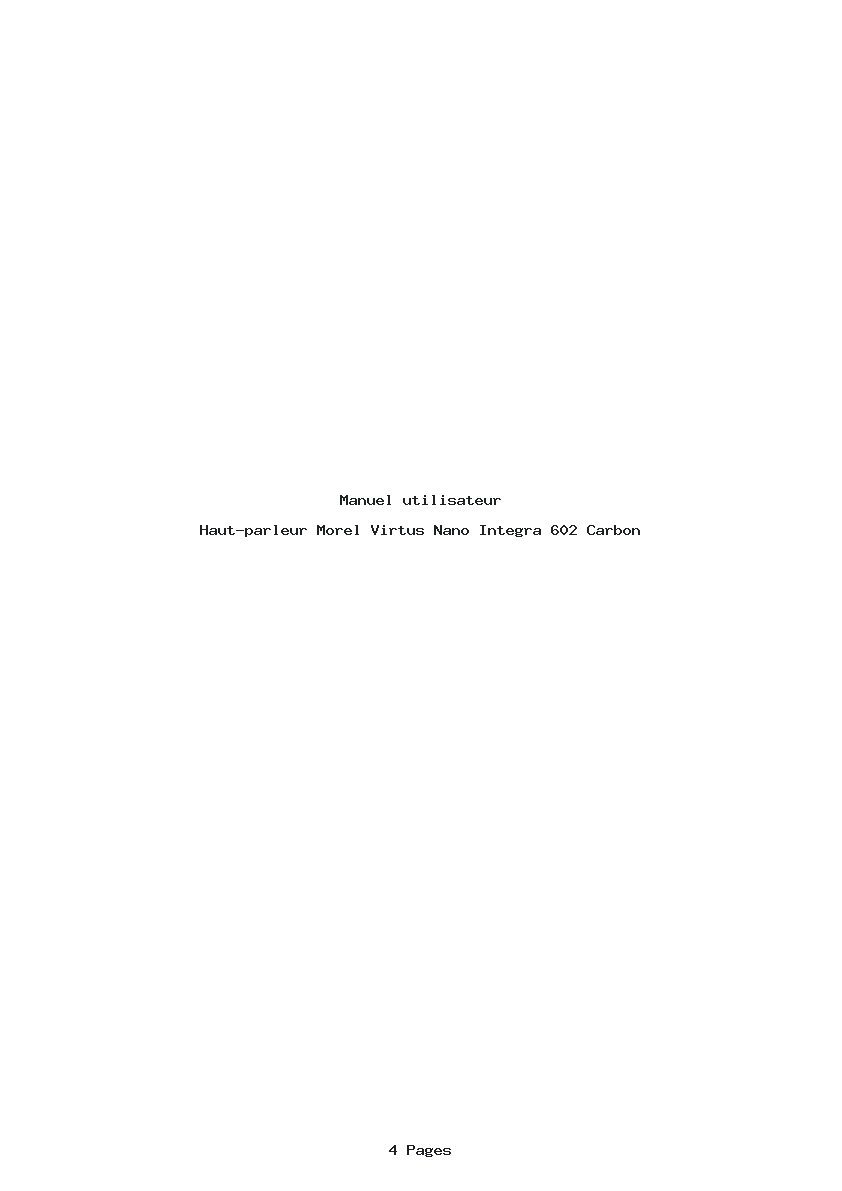 Page 1 de la notice Manuel utilisateur Morel Virtus Nano Integra 602 Carbon