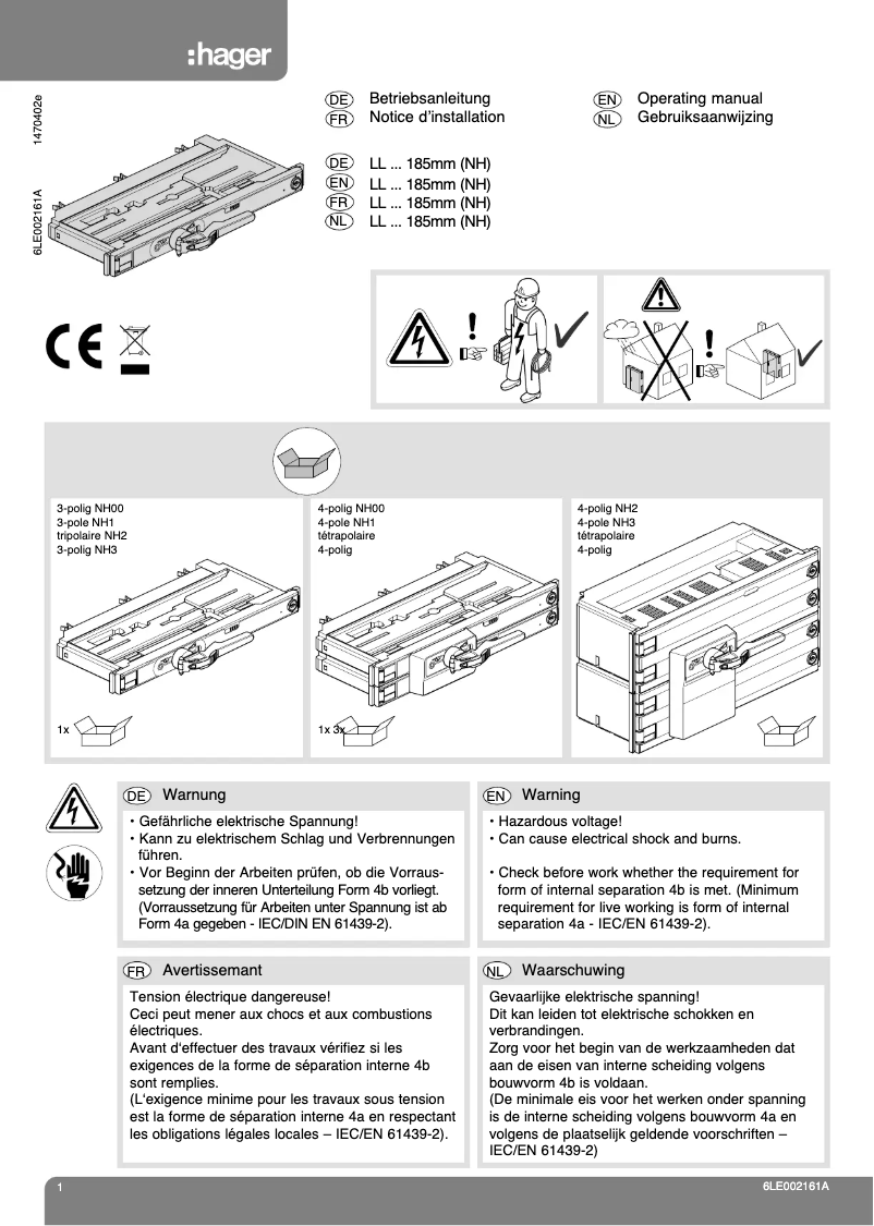 Page 1 de la notice Instructions / montage Hager LLK836
