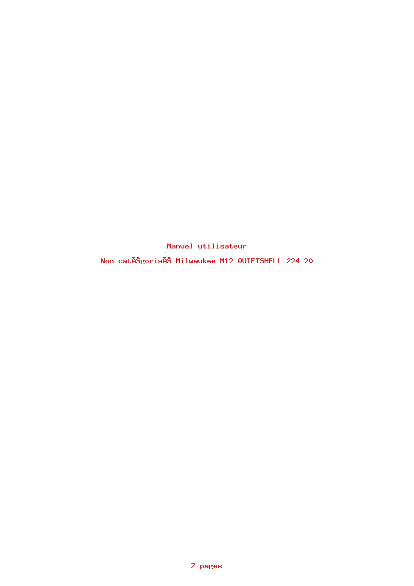 Page 1 de la notice Manuel utilisateur Milwaukee M12 QUIETSHELL 224-20