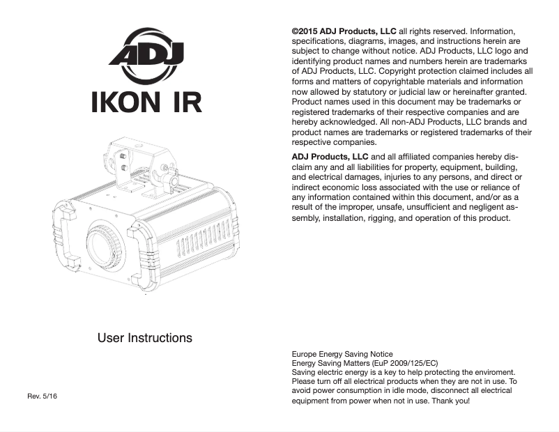 Page 1 de la notice Manuel utilisateur American DJ Ikon IR