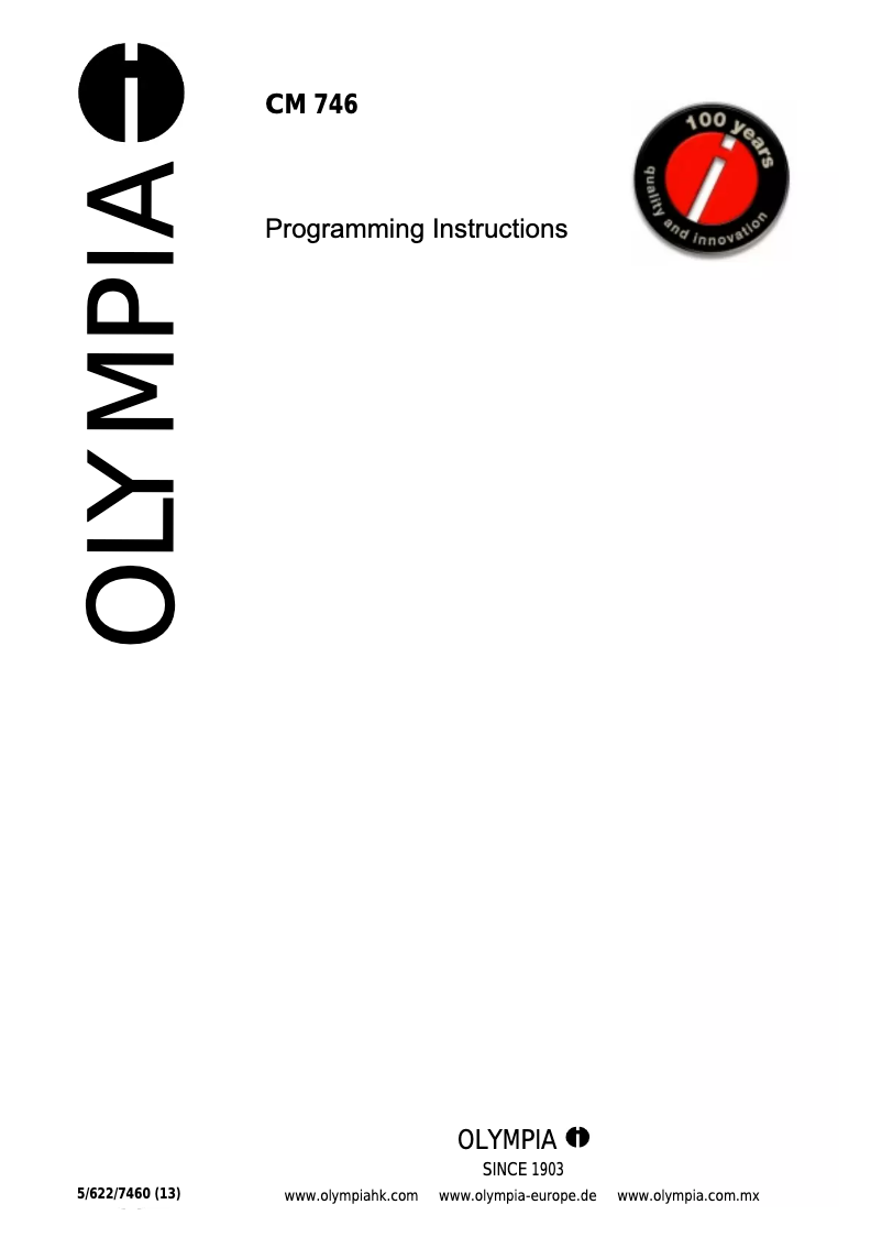 Page 1 de la notice Manuel utilisateur Olympia CM 746