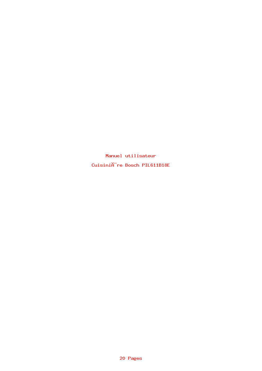 Page 1 de la notice Manuel utilisateur Bosch PIL611B18E