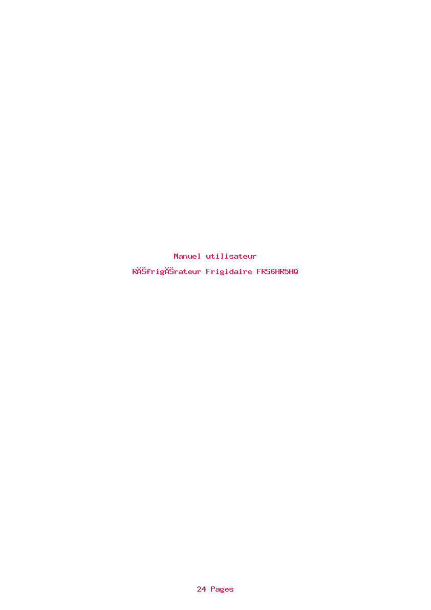 Page 1 de la notice Manuel utilisateur Frigidaire FRS6HR5HQ