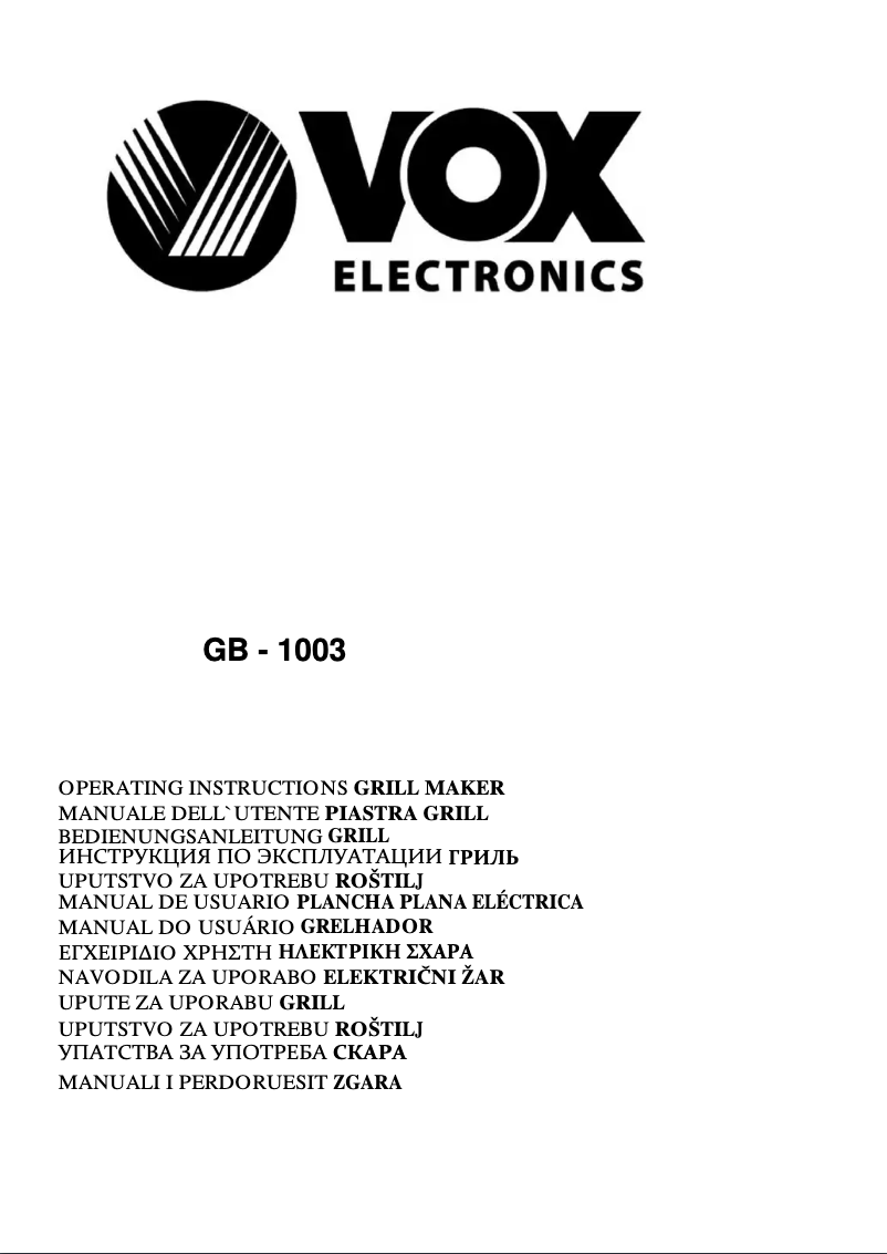 Página 1 del manual Manual de usuario VOX GB1003