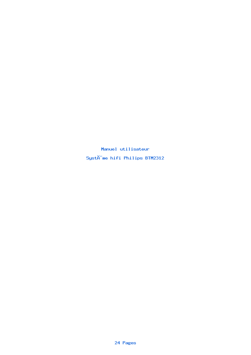 Page 1 de la notice Manuel utilisateur Philips BTM2312