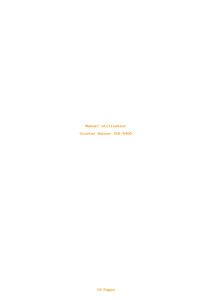 Page 1 de la notice Manuel utilisateur Denver SCK-5400