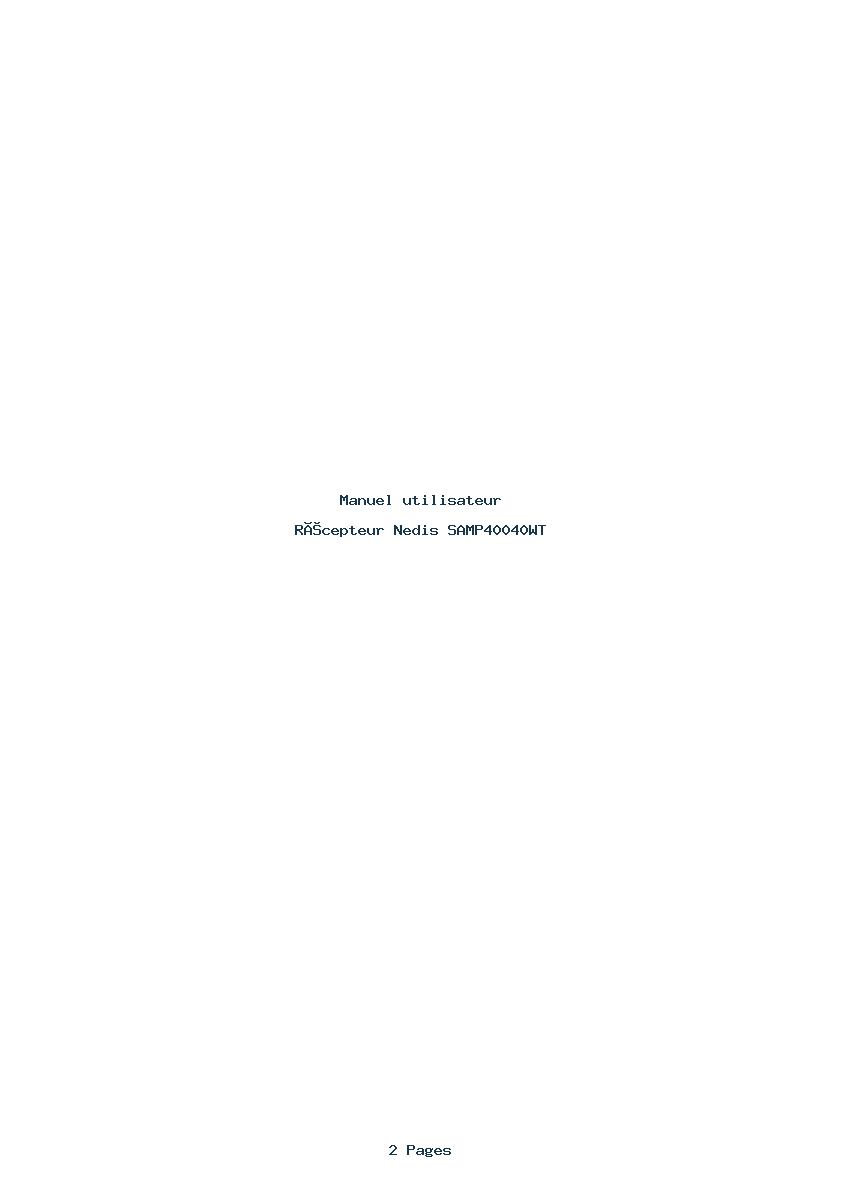 Page 1 de la notice Manuel utilisateur Nedis SAMP40040WT