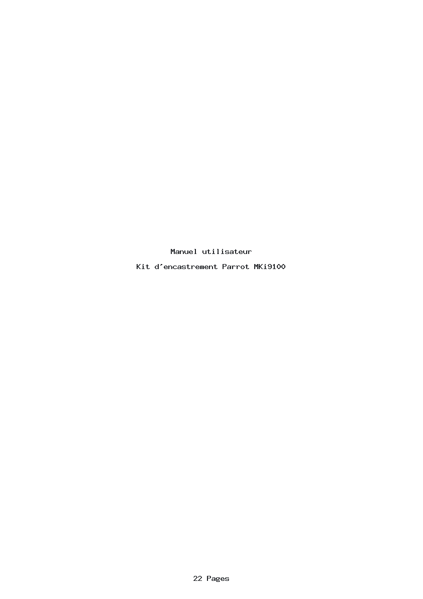 Page 1 de la notice Manuel utilisateur Parrot MKi9100