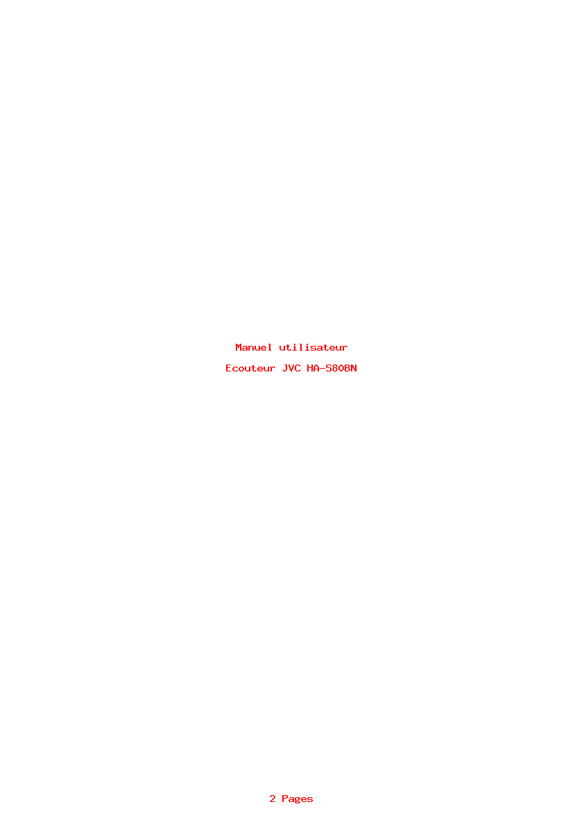 Page 1 de la notice Manuel utilisateur JVC HA-S80BN