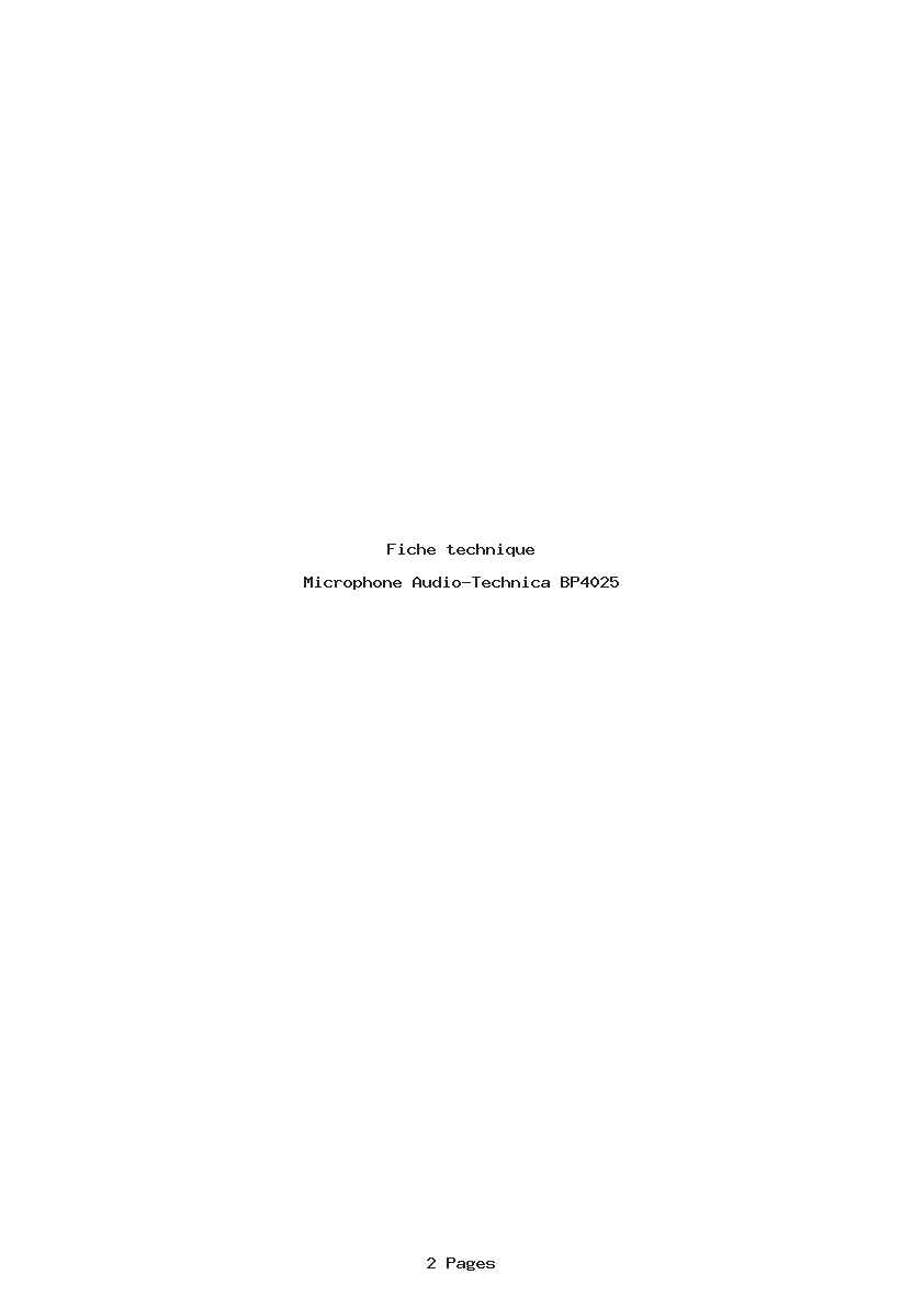 Page 1 de la notice Fiche technique Audio-Technica BP4025