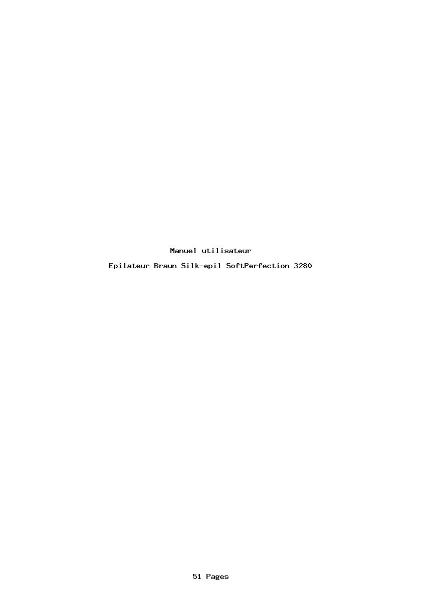 Page 1 de la notice Manuel utilisateur Braun Silk-epil SoftPerfection 3280