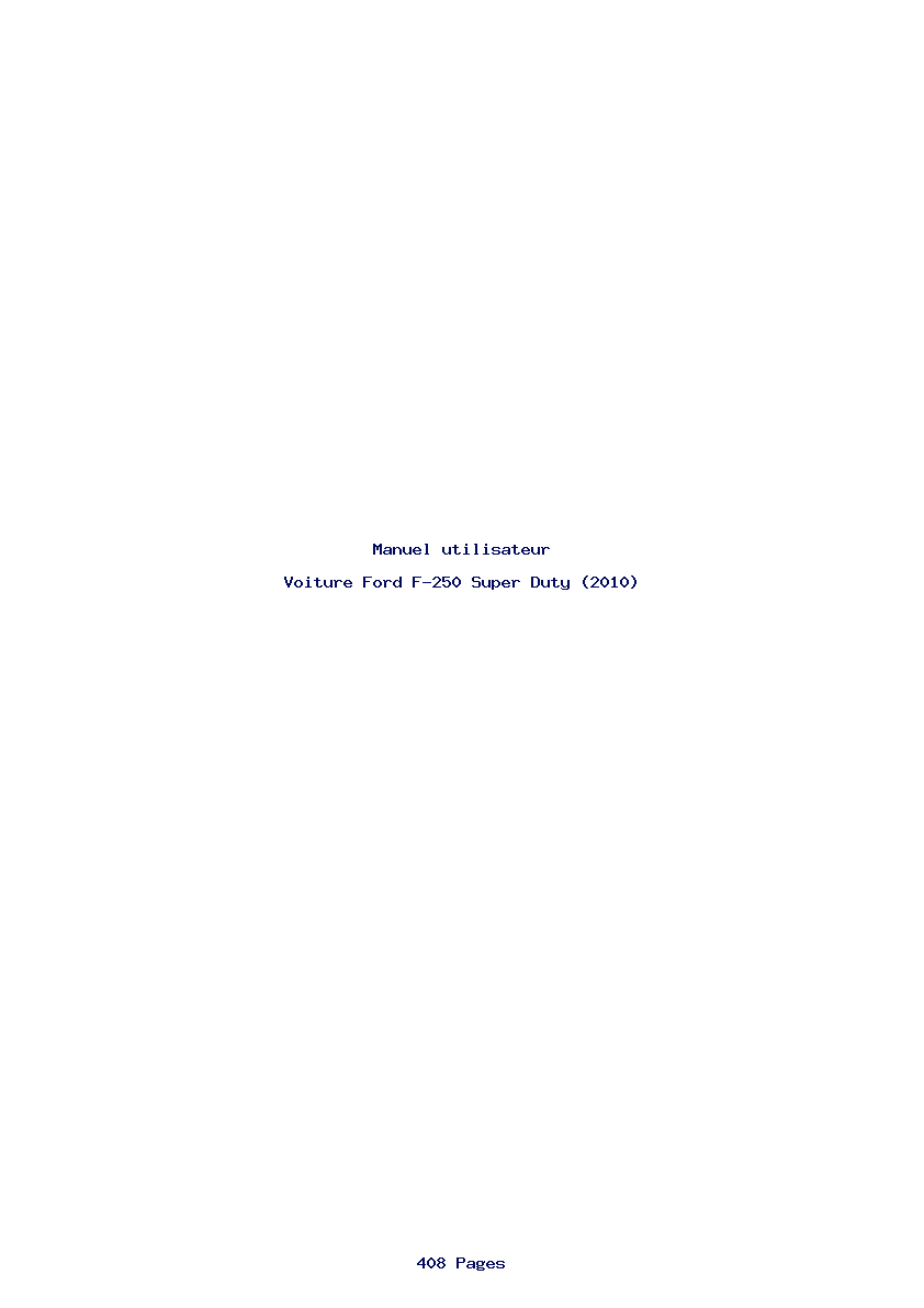 Page 1 de la notice Manuel utilisateur Ford F-250 Super Duty (2010)