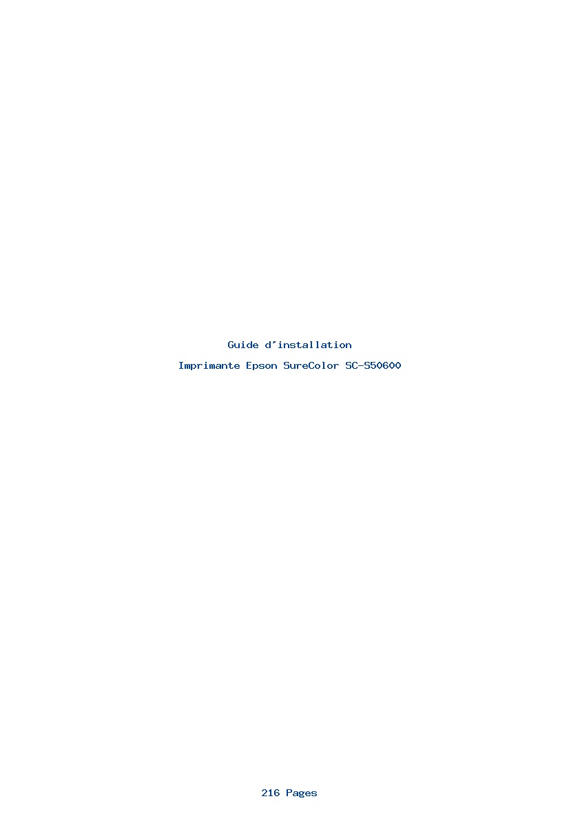 Page 1 de la notice Guide d'installation Epson SureColor SC-S50600