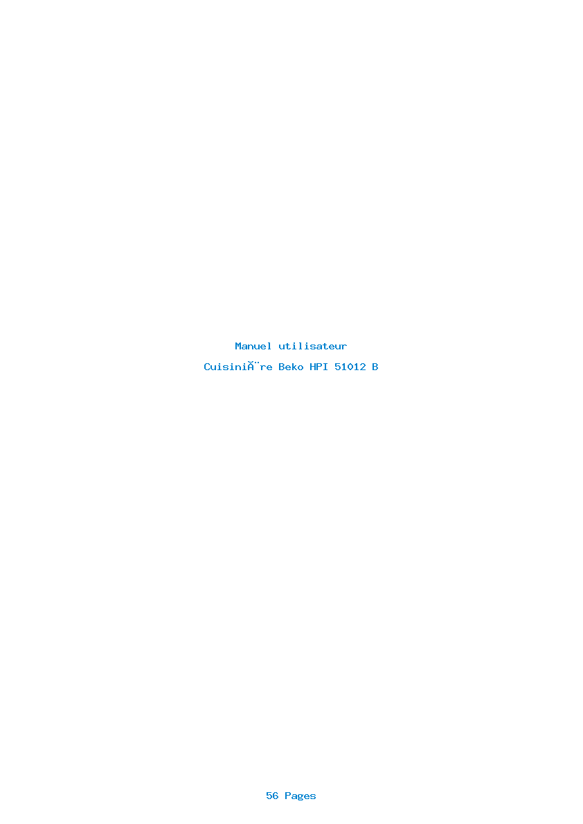 Page 1 de la notice Manuel utilisateur Beko HPI 51012 B