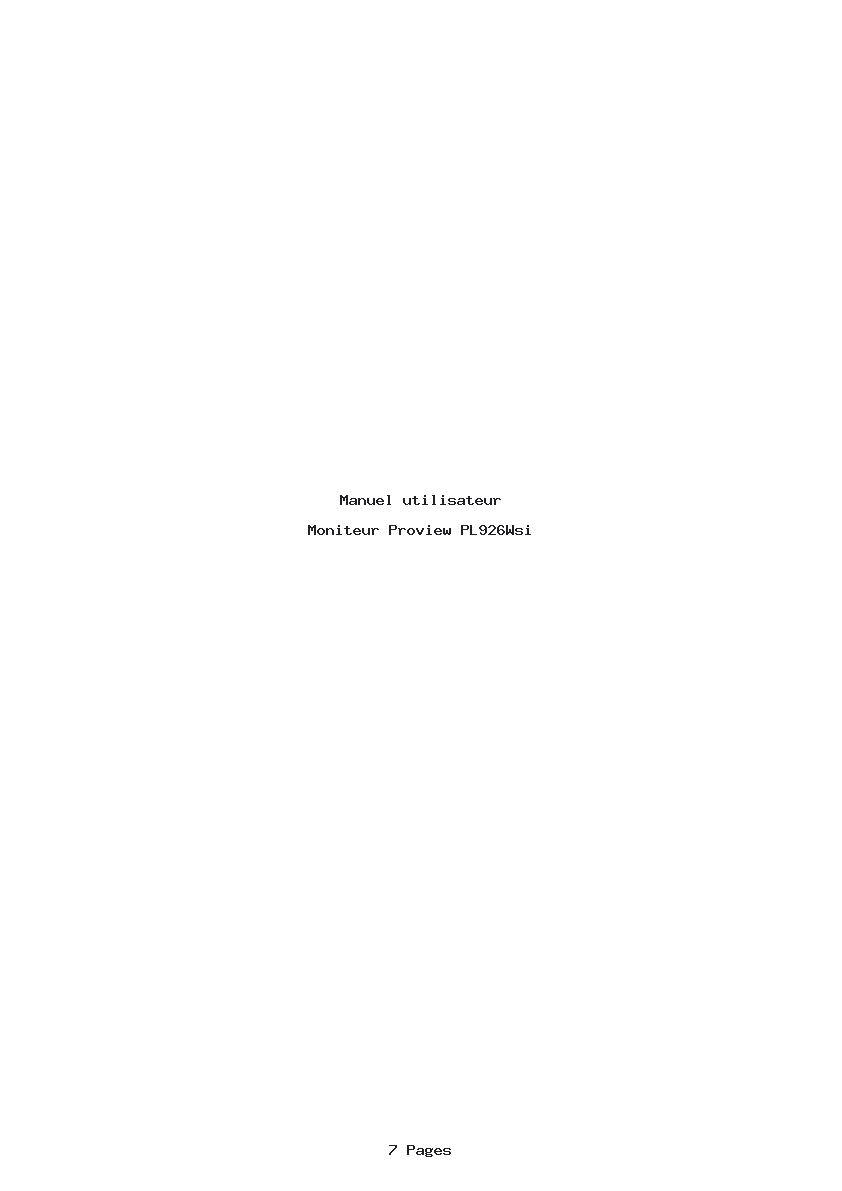 Page 1 de la notice Manuel utilisateur Proview PL926Wsi