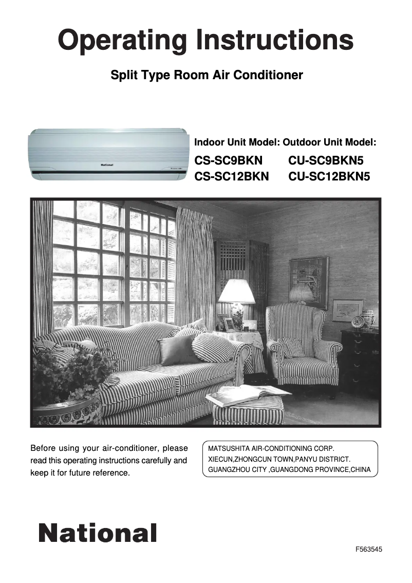 Página 1 del manual Manual de usuario Panasonic CU-SC9BKN5