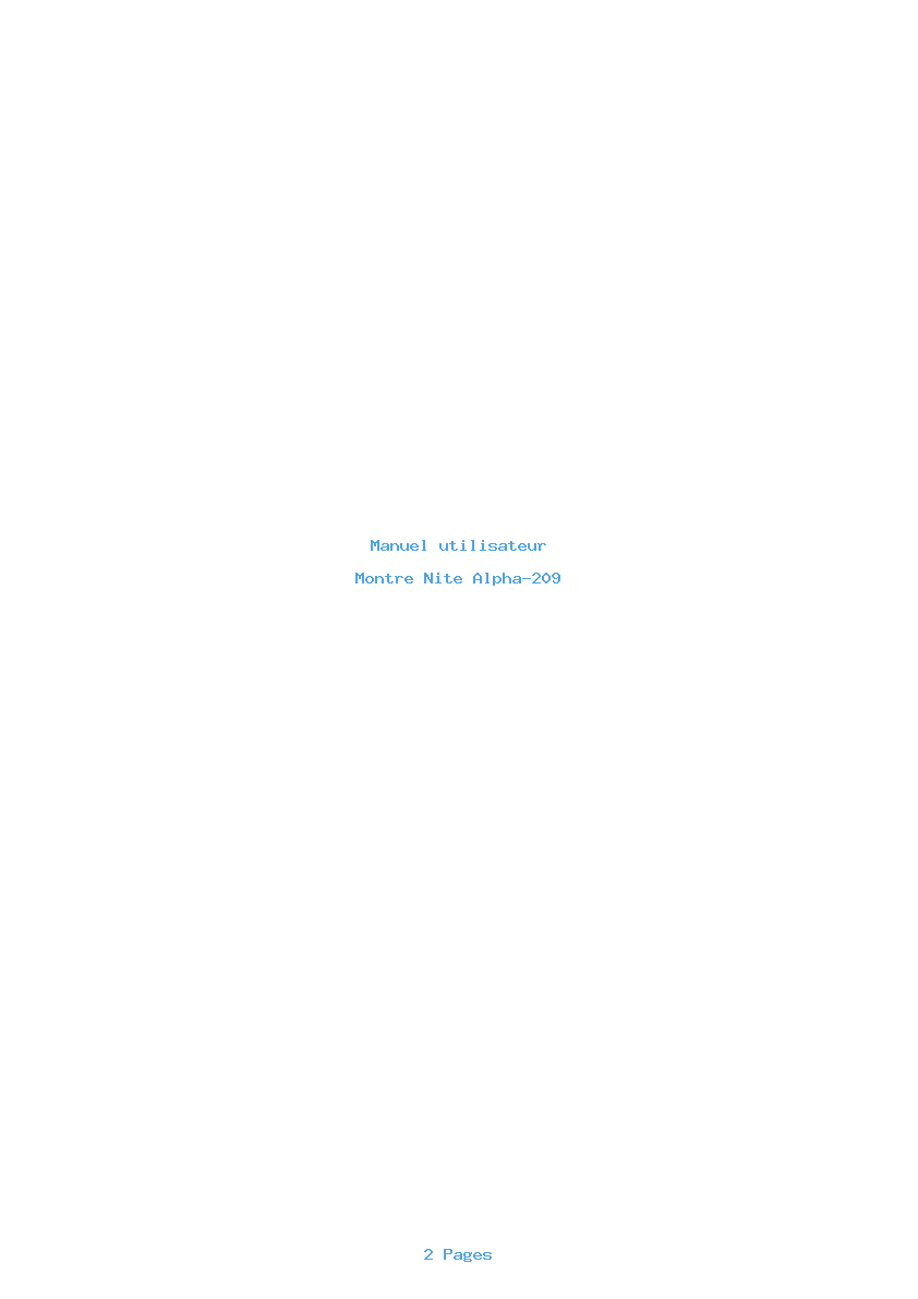 Page 1 de la notice Manuel utilisateur Nite Alpha-209