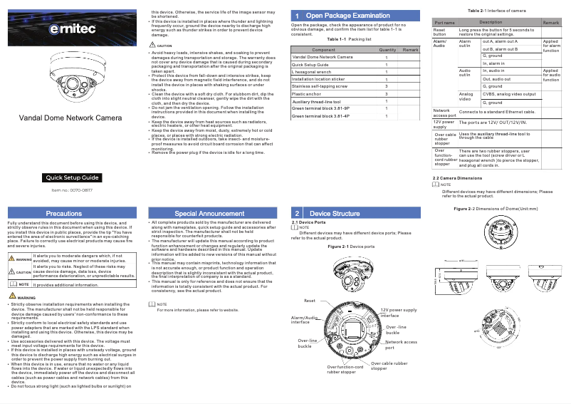 Page 1 de la notice Manuel utilisateur Ernitec 0070-08117