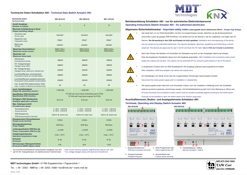 Page 1 of the manual User Manual MDT AKI-0816.04