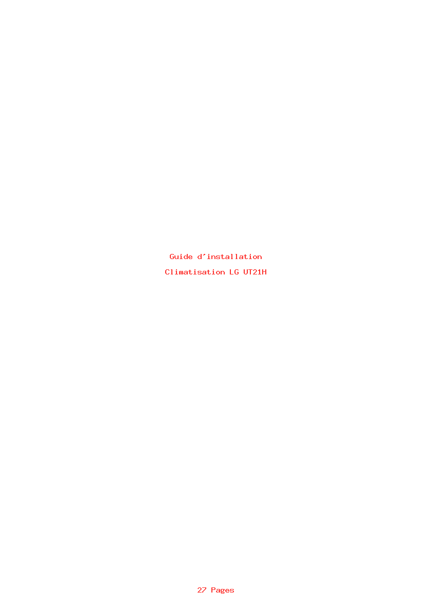 Page 1 de la notice Guide d'installation LG UT21H