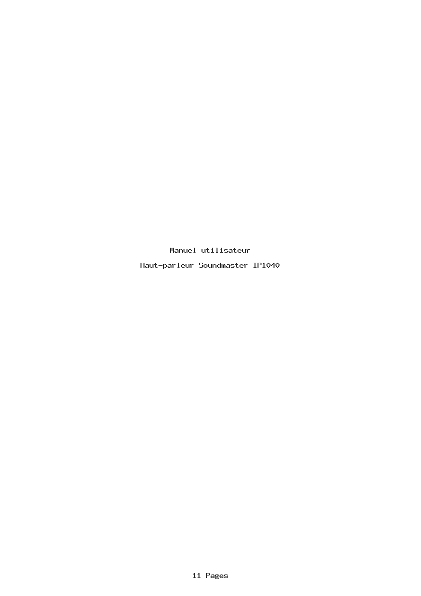 Page 1 de la notice Manuel utilisateur Soundmaster IP1040