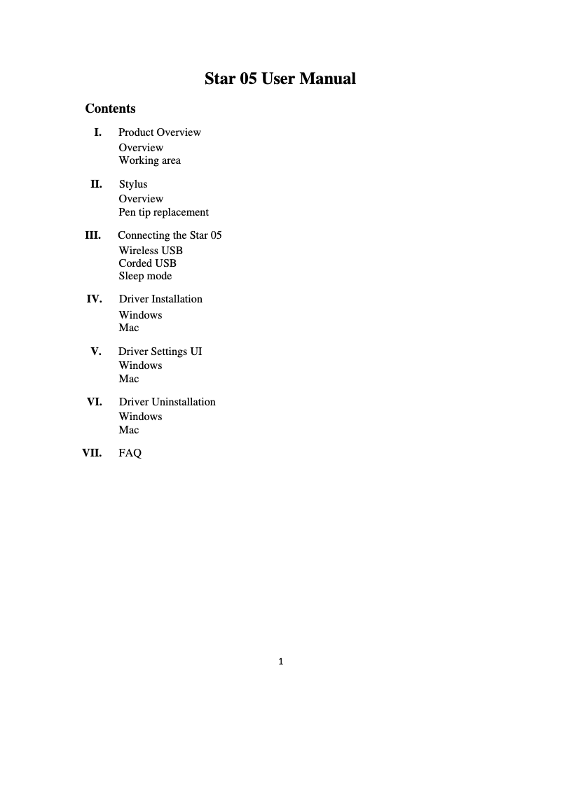 Page 1 of the manual User Manual XP-PEN Star 05