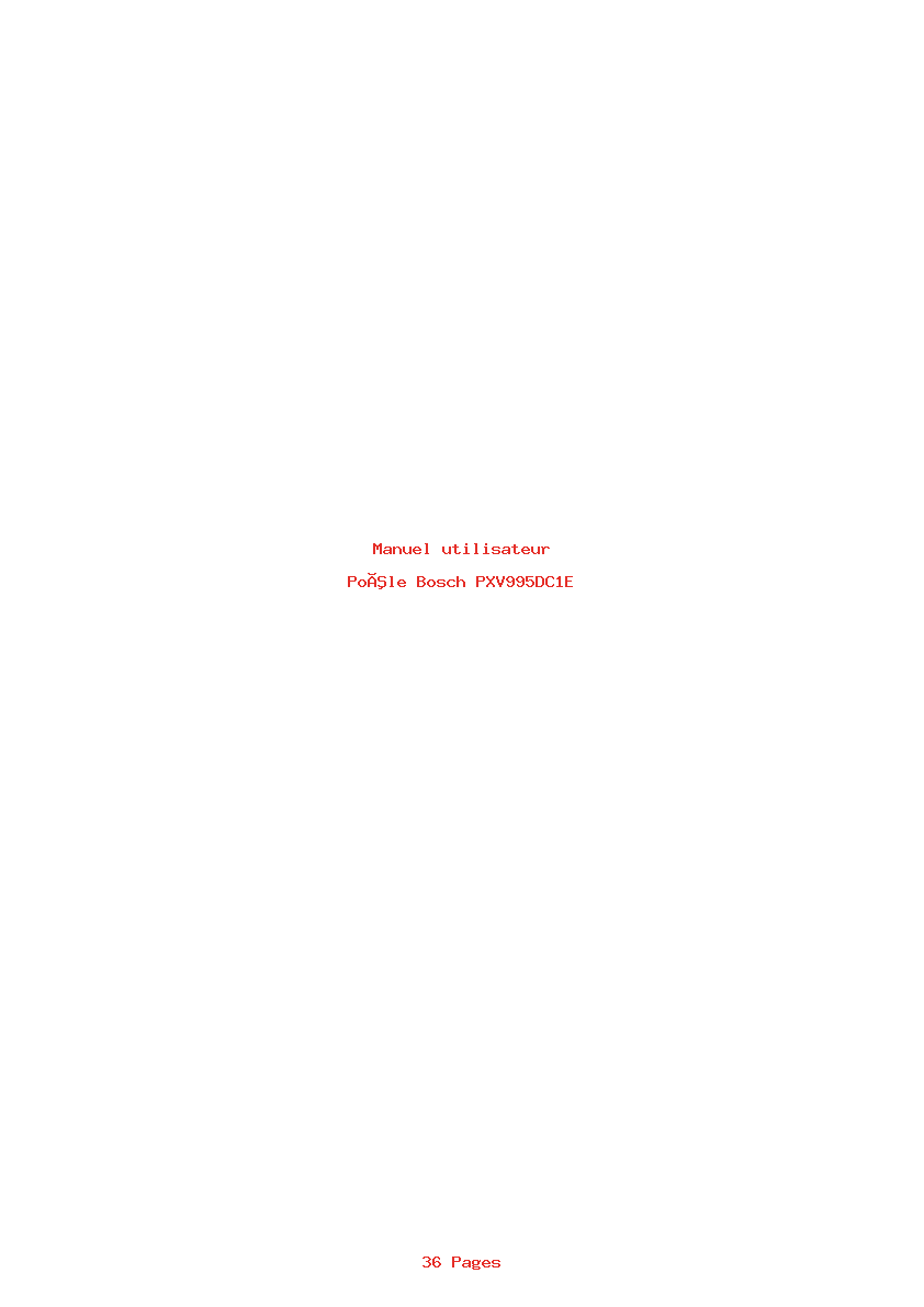 Page 1 de la notice Manuel utilisateur Bosch PXV995DC1E