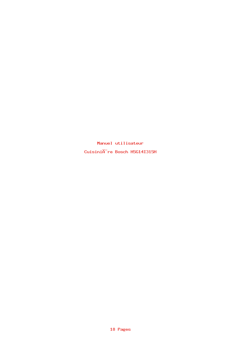 Page 1 de la notice Manuel utilisateur Bosch HSG14I31SH