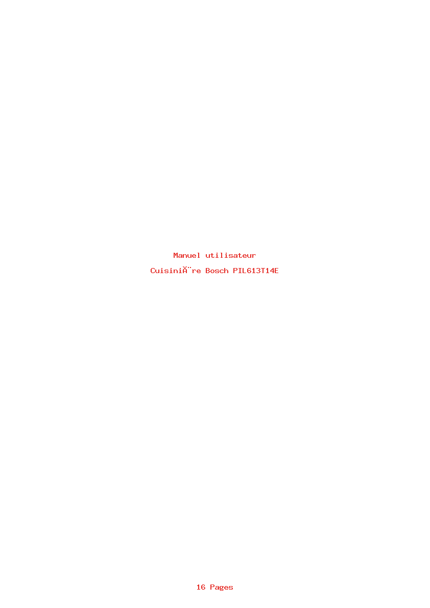 Page 1 de la notice Manuel utilisateur Bosch PIL613T14E