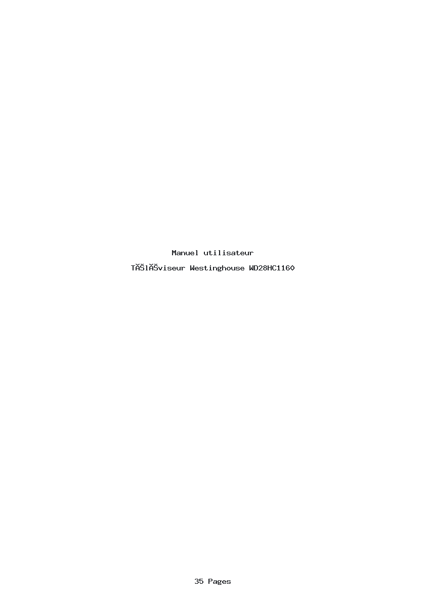 Page 1 de la notice Manuel utilisateur Westinghouse WD28HC1160