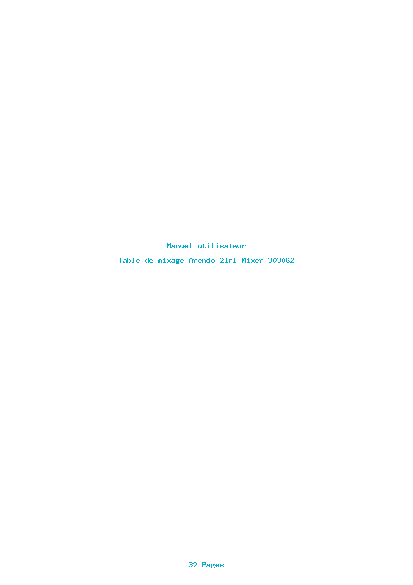 Page 1 de la notice Manuel utilisateur Arendo 2In1 Mixer 303062