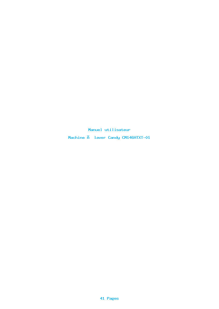 Page 1 de la notice Manuel utilisateur Candy CM146HTXT-01