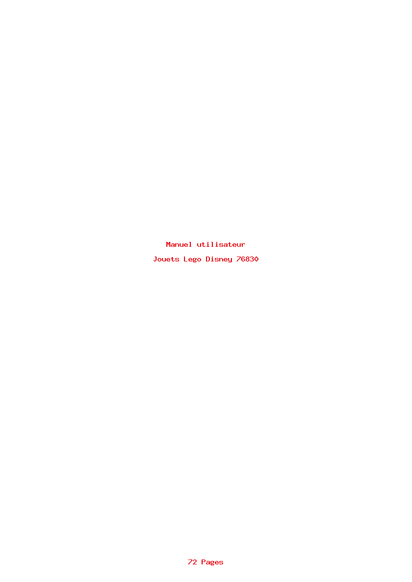Page 1 de la notice Manuel utilisateur Lego Disney 76830