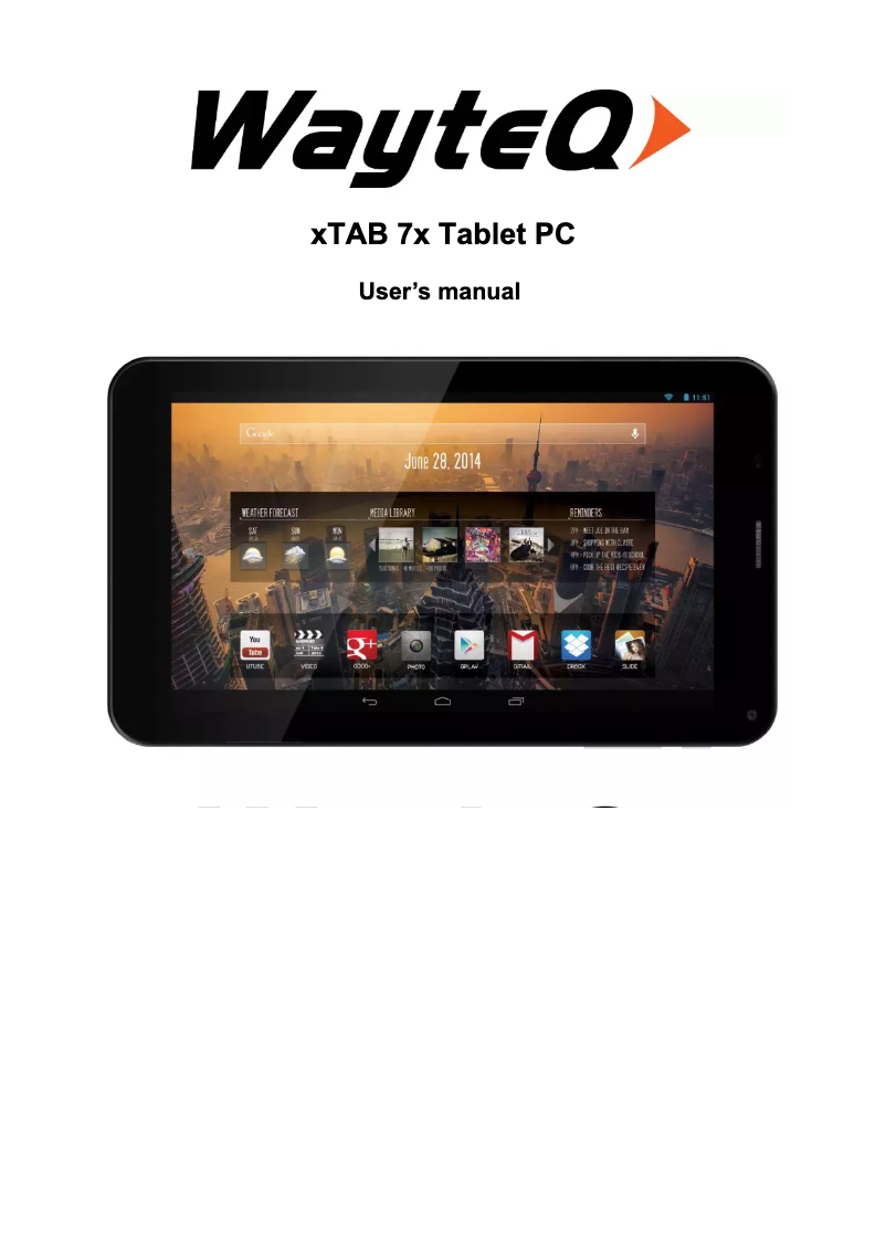 Page 1 of the manual User Manual WayteQ XTab 7X