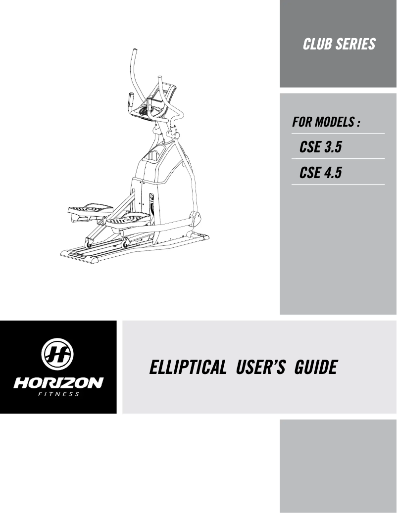 Page 1 of the manual User Manual Horizon Fitness Club CSE3.5