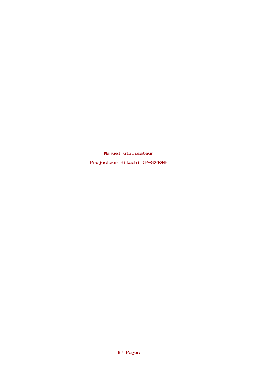 Page 1 de la notice Manuel utilisateur Hitachi CP-S240WF