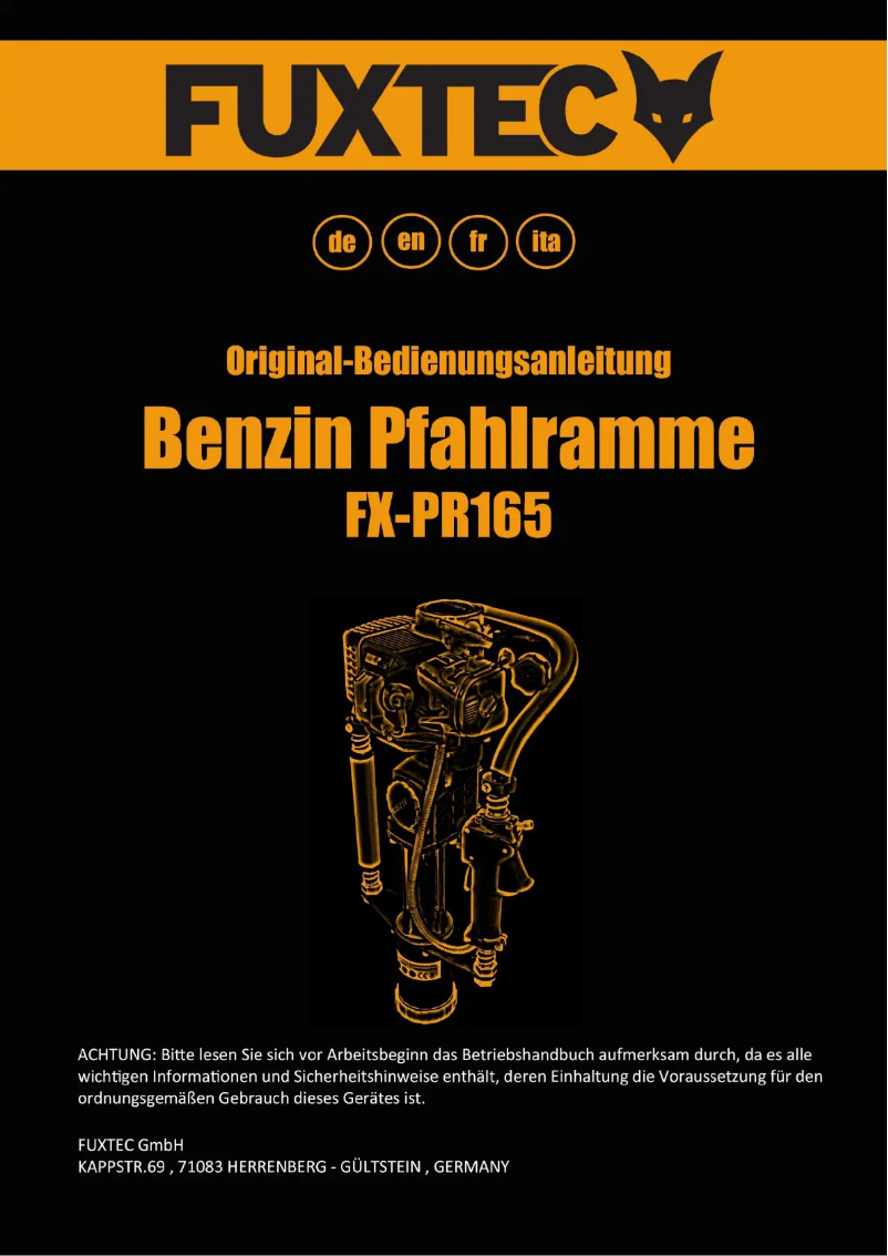 Page 1 de la notice Manuel utilisateur Fuxtec FX-PR165