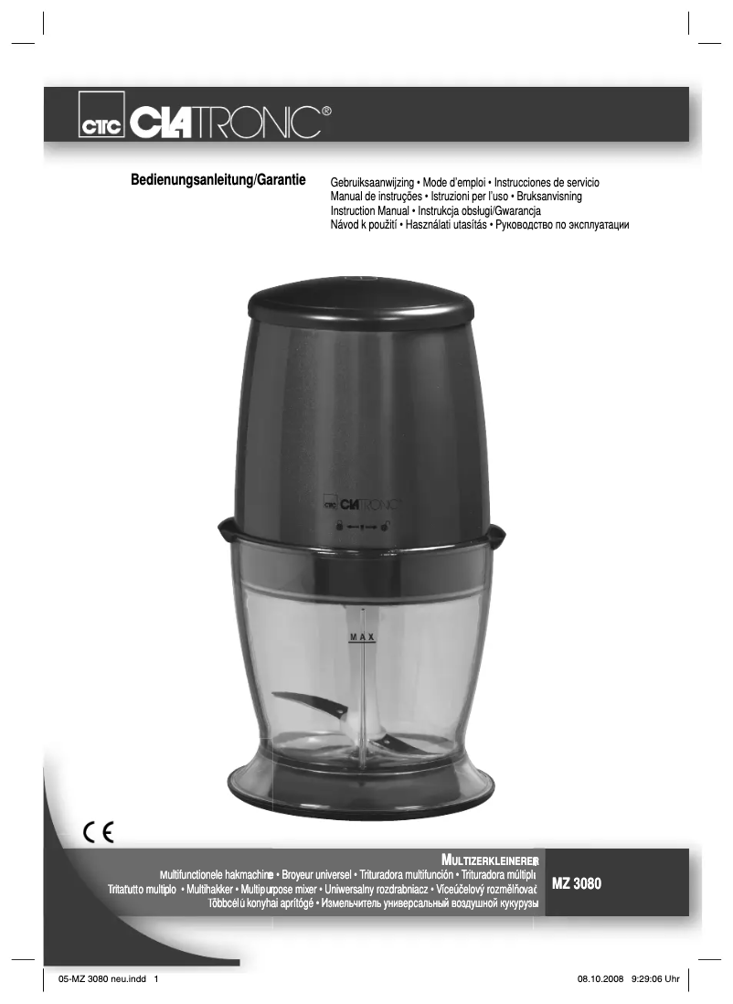 Page 1 of the manual User Manual Clatronic MZ 3080