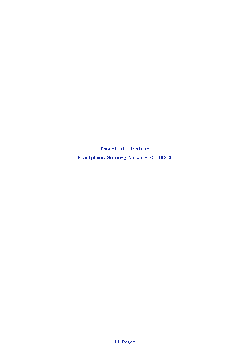 Page 1 de la notice Manuel utilisateur Samsung Nexus S GT-I9023