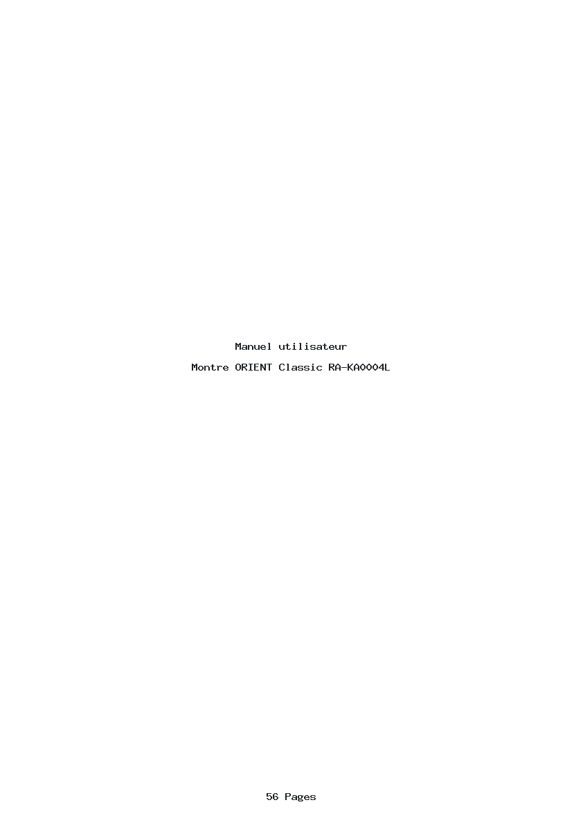 Page 1 de la notice Manuel utilisateur ORIENT Classic RA-KA0004L