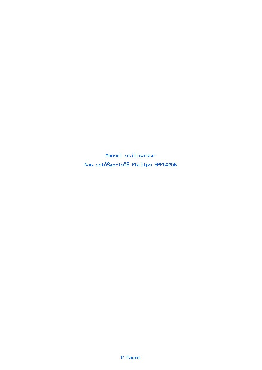 Page 1 de la notice Manuel utilisateur Philips SPP5065B