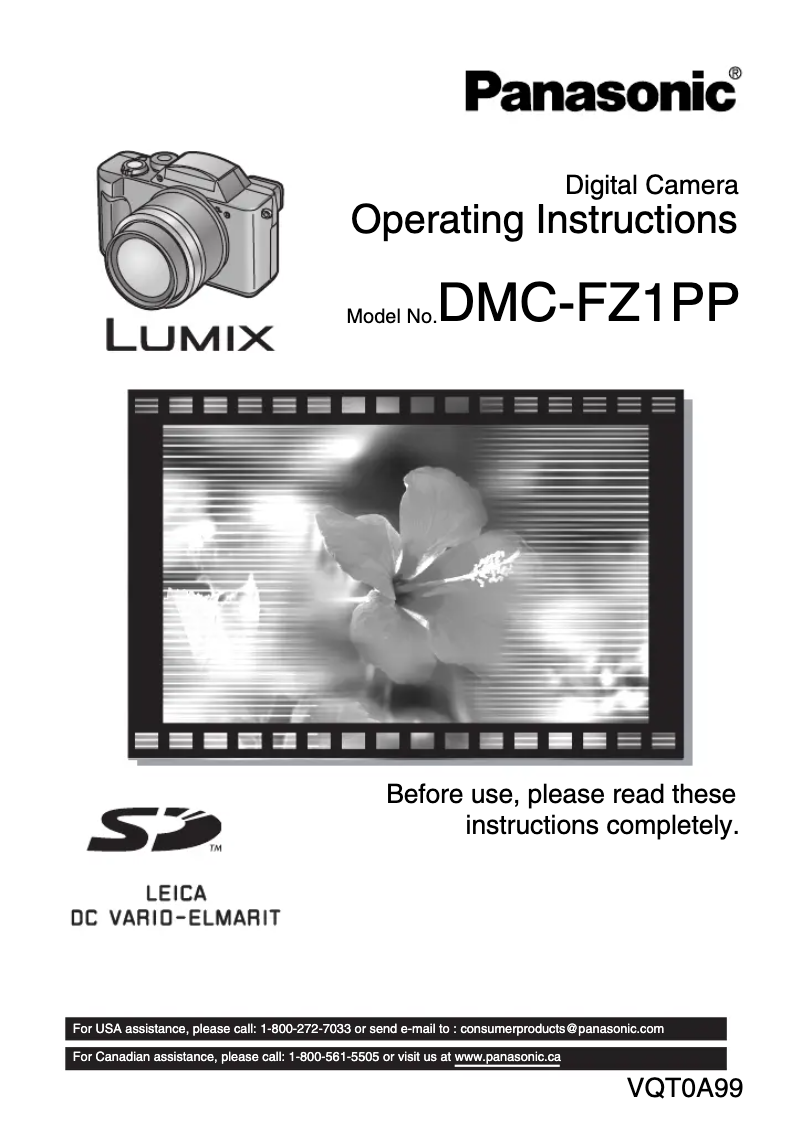 Page 1 of the manual User Manual Panasonic Lumix DMC-FZ1PP