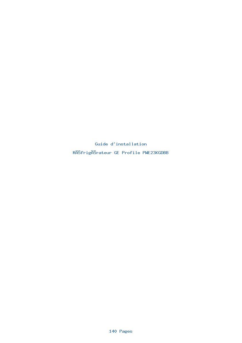 Page 1 de la notice Guide d'installation GE Profile PWE23KGDBB