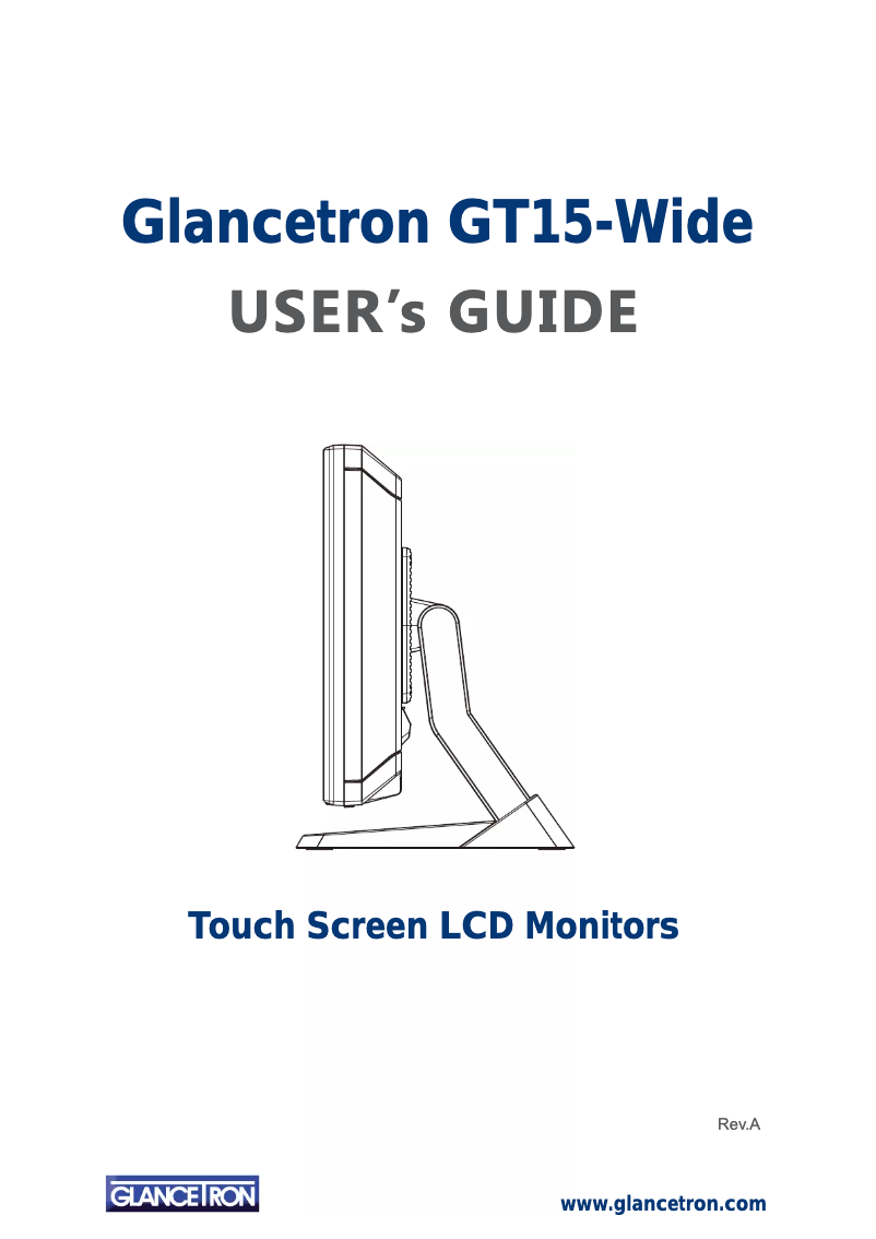 Page 1 de la notice Manuel utilisateur Glancetron GT15wide