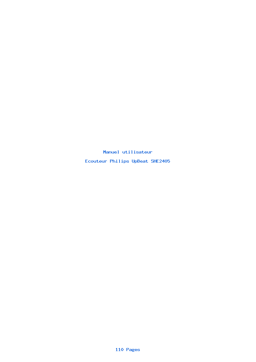 Page 1 de la notice Manuel utilisateur Philips UpBeat SHE2405